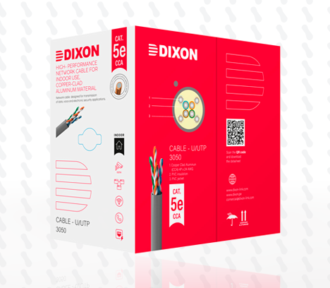 CABLE SOLIDO UTP DIXON CAT.5E 3050 GRIS 305M