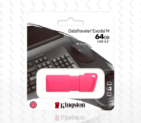 MEMORIA USB KINGSTON DATATRAVELER EXODIA M 64GB PINK NEON KC-U2L64-7LN