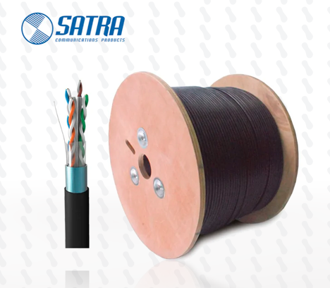CABLE UTP CAT6 F-UTP/PE 23AWG NEGRO EXTERIOR ROLLO 305 MTS SATRA