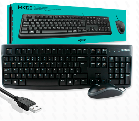 TECLADO LOGITECH + MOUSE MK120 USB SP BLACK