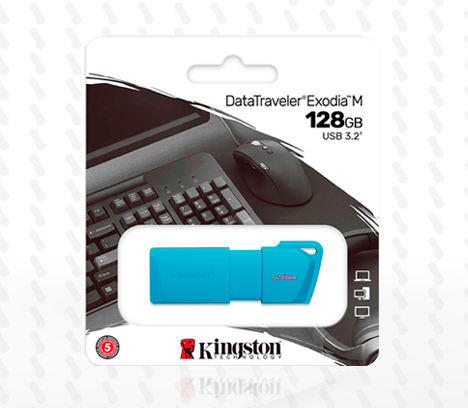 MEMORIA USB KINGSTON DATATRAVELER EXODIA M 128GB AZUL NEON KC-U2L64-7LN