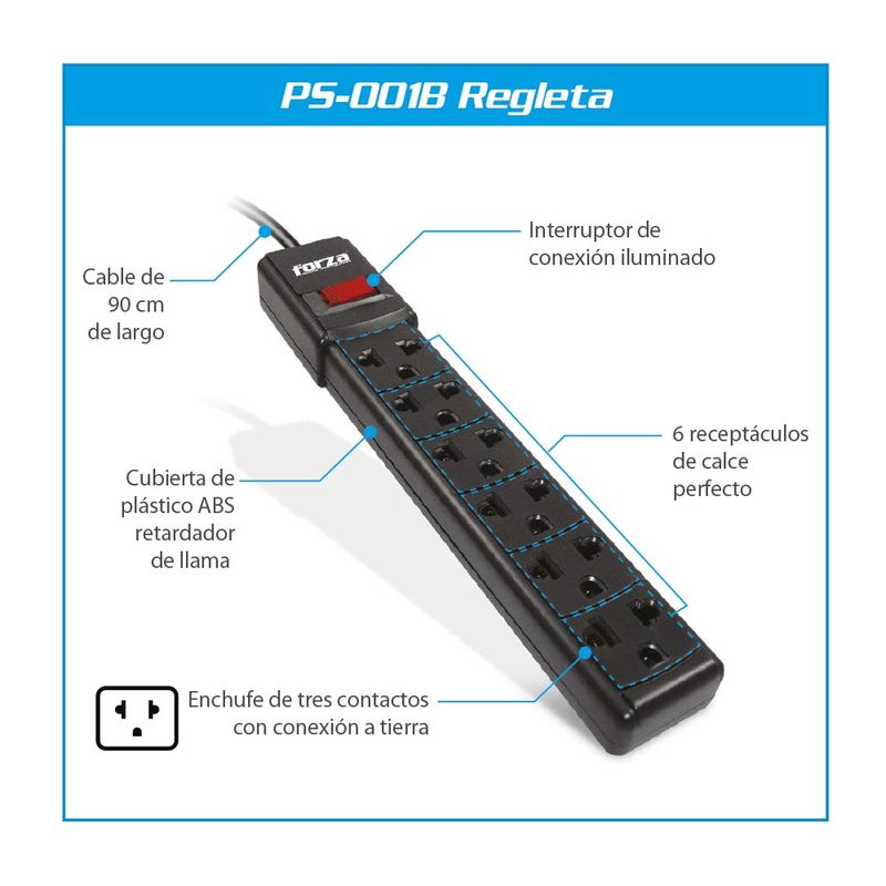 REGLETA FORZA PS-001B 2200W 220V