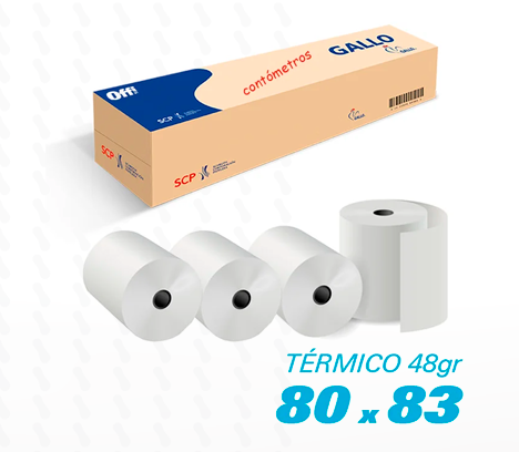 PAPEL TERMICO EN ROLLO 80X80X13 48GR GALLO