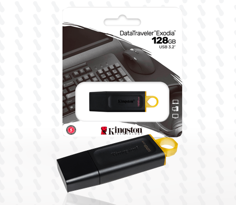 MEMORIA USB KINGSTON DATATRAVELER EXODIA 128GB KC-U2G128-5R