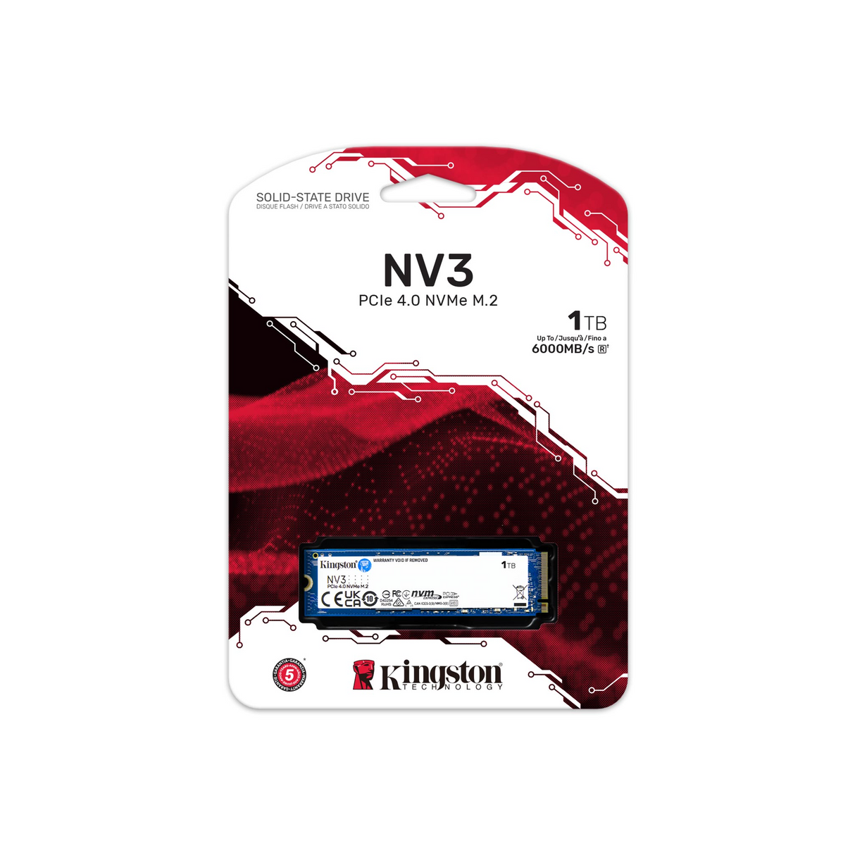 UNIDAD EN ESTADO SOLIDO KINGSTONE NV3 1000GB M.2 PCIe 4.0 NVMe SSD